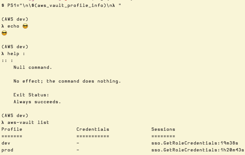 bash aws vault text-only prompt example