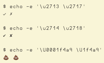 bash echo unicode