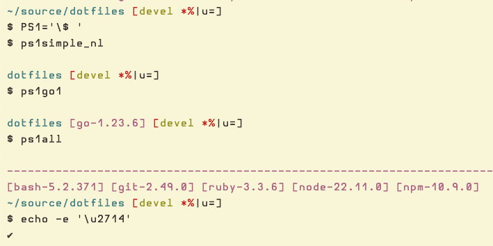 My custom bash prompts for different languages and situations